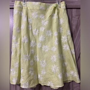 Linen Skirt With Embroidered Flowers by ECOLOGIE PETITE SZ 12P